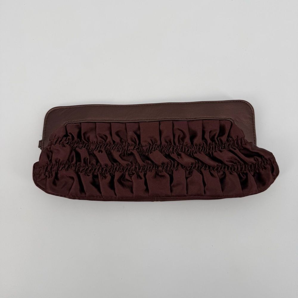 Unbranded Brown Satin Ruched Clutch Bag Evening Formal Y2K Style
